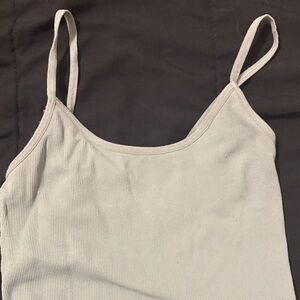 Light Gray Ribbed Spaghetti Strap Tank Top - Women's